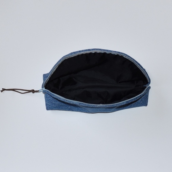 Blue denim bag pouch clutch organizer handmade - Picture 5 of 5